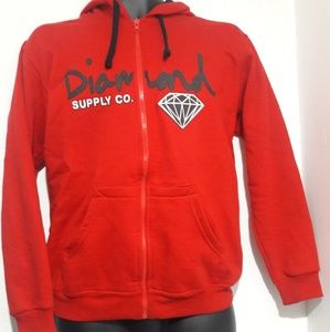 DIAMOND SUPPLY CO Red Zip Up Hoodie